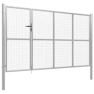 Produktbild von vidaXL Gartentor Stahl 350 x 150 cm Silbern
