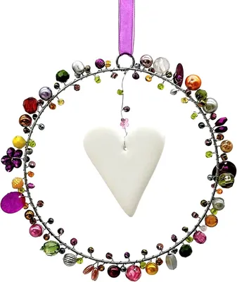 Produktbild von Perlenkranz Ø 12cm, Herz, violett