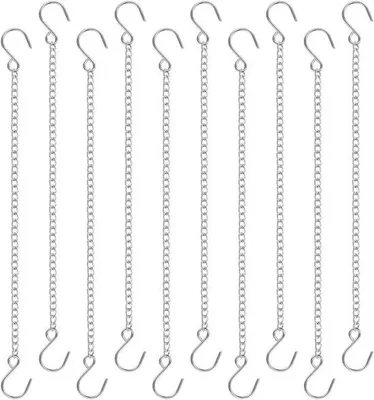 Zdjęcie produktu dla Wiszące łańcuszki na rośliny z haczykami w kształcie litery S – 10 sztuk – metalowy pojemnik