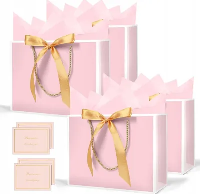 Produktbild von 4 mittelgroße rosa Geschenktüten Papier für Valentinstag Geburtstag
