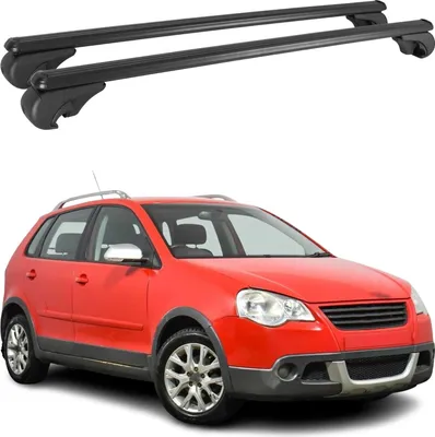 Image de Barres de toit Transversales pour VW Polo 2001-2009 Aluminium Noir