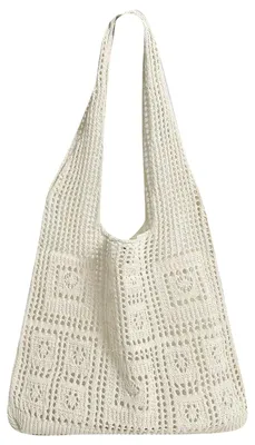 Produktbild von Vintage Strandtas für Damen - Geräumige Netz Schultertasche für Einkaufen und Reisen