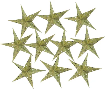 10 Papiersterne 20 cm Set, faltbar, grün, für Lichterketten