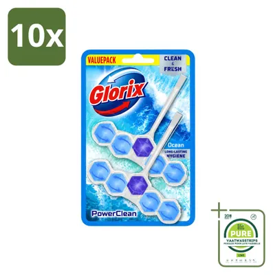 Produktbild von 10 x Glorix Power Clean Toiletblock Ocean - Großpackung - 10 Stücke
