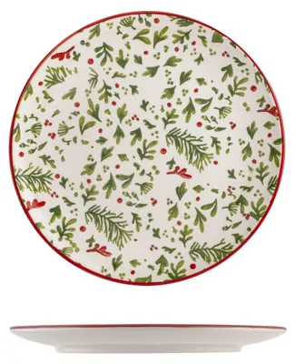 6 Weihnachtsteller, Keramik, Beerenmotiv, 20 cm, spülmaschinenfest