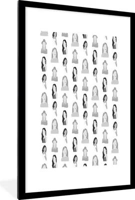 Produktbild von MuchoWow® Gerahmtes Poster Hintergrund - Frau - Schwarz - Weiß 60x90 cm - Poster mit Schwarzem Bilderrahmen Wandposter Rahmen Foto Bilder - Dekoration - Wandposter Wohnzimmer - Hochwertig