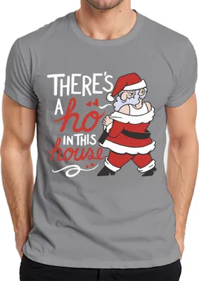 Produktbild von There's a ho in this house Santa - Weihnachten Weihnachtsgeschenk Christmas Herren T-Shirt, Grau, XL