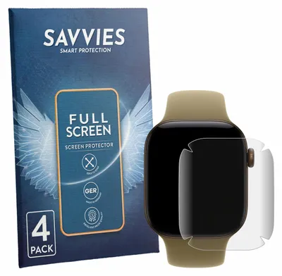 Produktbild von 4x Savvies Fullscreen Schutzfolie für Apple Watch Series 12 (42 mm) Displayschutz Folie Fullcover Klar Transparent