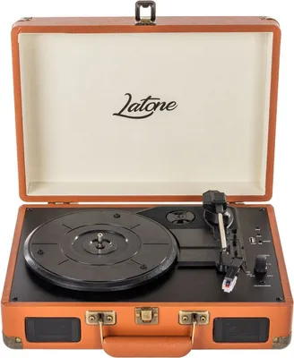 Image de Latone RetroCase Brown Portable Turntable
