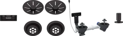 Produktbild von Blanco Ablaufgarnitur-Set, 2 x InFino mit Ablauffernbedienung, schwarz matt, 207442