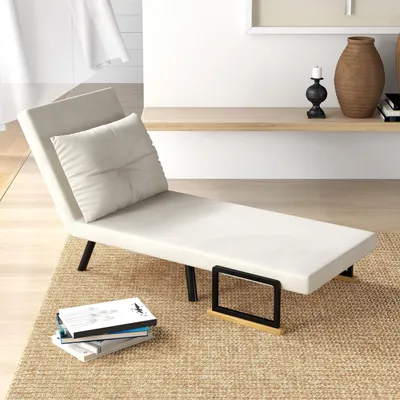 Produktbild von Relaxsessel Skandinavisch Cremeweiß, Liegesessel Lesesessel mit Kissen, Polstersessel, Cremeweiß | 73 x 63 x 81 cm | Stahl, Polyester | 15,2 kg