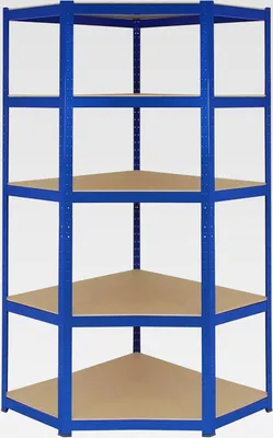 Produktbild von T-Rax Eckregal Kellerregal Lagerregal Garagenregal Stahlregal Industrieregal Werkstattregal Steckregal Regal Schwerlastregal 180cm x 90cm x 45cm Blau schraubenlos