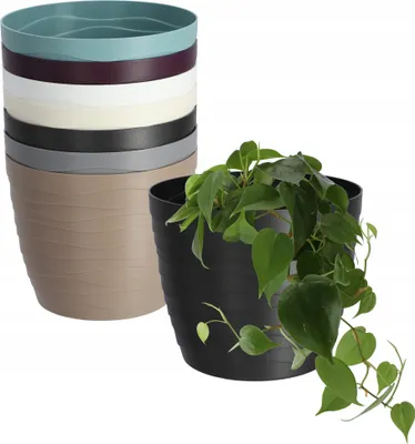 Image de KADAX Pot de fleurs en plastique "Ufra", pot de plantes simple, pot rond, 13 cm, noir