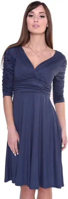 Immagine prodotto di Abito lungo fino al ginocchio con arricciature, scollo a V + abbigliamento premaman MAMA, 8199 grafite S/M 36/38