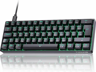 Produktbild von TMKB T61SE Mechanische Gaming-Tastatur, QWERTZ Deutsch, 61 Tasten, Blaue Schalter, Anti-Ghosting, 1000Hz, Ergonomisch, Kompakt für PC