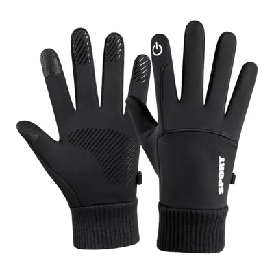Produktbild von Fahrradhandschuhe Warme Winterhandschuhe Rutschfeste Touchscreenhandschuhe, Schwarz