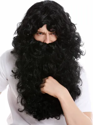 Produktbild von WIG ME UP Perücke Bart Prophet Zauberer Schwarz 46-A+B-ZA103