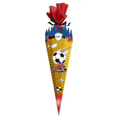 Produktbild von itenga SCHULTÜTEN Bastelset 68cm "FUSSBALL" meine Vereinstüte gelb - blau rot