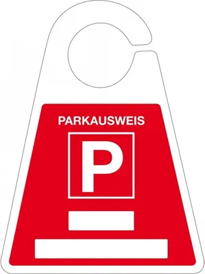 Produktbild von Parkausweis mit Parkplatzzeichen, zum Beschriften, rot, Kunststoff, 120x165mm...