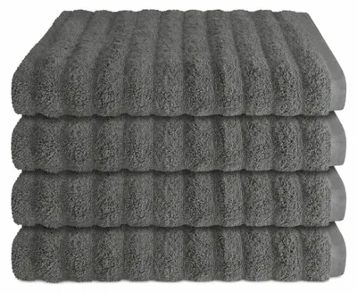 Produktbild von SCHIESSER Handtuchset Neapel | Einfarbig | 4-teilig | 100% Baumwolle | Flauschig & Saugstark | 50x100 cm | Dunkelgrau