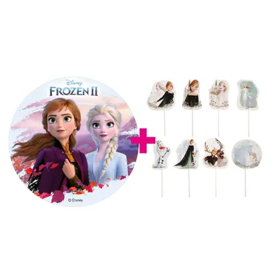 Produktbild von 2er Set Frozen Tortenaufleger + Cake Topper Geburtstag