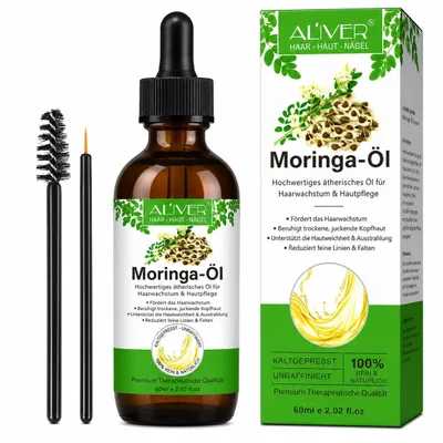 Produktbild von Moringa Oil für Haare, Haut, Gesicht - 60ml Moringa Öl kaltgepresst Pflege für Haarwachstum, Anti-aging, Nährendes & Revitalisierendes öl