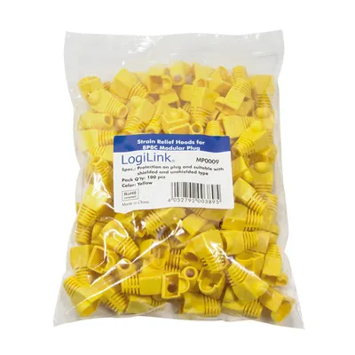 Zdjęcie produktu dla LogiLink MP0009, Osłona kabla, Żółty, RJ-45, 100 szt.