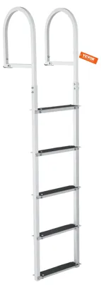 Obrázok produktu pre VEVOR prístavný rebrík 5 odnímateľných stupňov 227 kg nosnosť, rebrík na pontónové lode z hliníkovej zliatiny s 8 cm širokým stupňom a protišmykovou gumovou podložkou, na nastupovanie do člnov/jazier/bazénov/námorných plôch