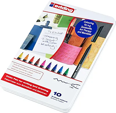 Produktbild von Edding 1200 colourpen, Fein, Schwarz, Blau, Braun, Grün, Orange, Pink, Violett, Rot, Gelb, Rundspitze, 1 mm, Mehrfarbig, Rund