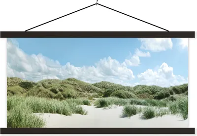 Produktbild von MuchoWow® Textilposter Strand - Düne - Gras 90x45 cm mit schwarzem Rahmen - Klemmleisten