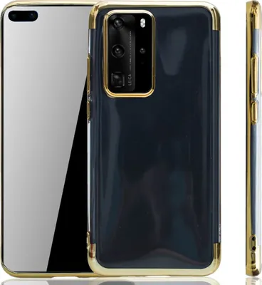 Productafbeelding van Telefoonkoffer voor Huawei P40, goud - Transparant - TPU siliconen hoesje, achterkant bescherming, transparant, goud