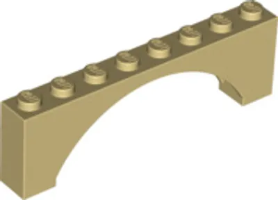 Productafbeelding van 2x Lego Bogenstein 1x8x2 beige, hoekige voetstuk, boog, brug, 6313660, 40296, 16577