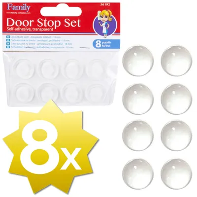 Obrázek produktu pro Zarážka dveří průhledná - 8x - 18mm - Zarážky - Zarážky - Ochrana stěn - Ochrana dveří