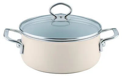 Emaille-Stoofpan 20 cm, 2 Liter, mit Glasdeckel