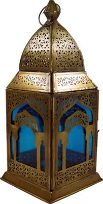Produktbild von Orientalische Metall/Glas Laterne in Marrokanischem Design, Windlicht, Mehrfarbig, Glas,Metall,Eisen, Farbe: Türkis, 30*13*13 cm