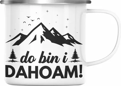 Produktbild von Trendation - Wandern Emaille Tasse Geschenk Do Bin I Dahoim Geschenk Berge Wanderer Geschenkidee (Silber)