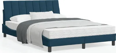 Produktbild von vidaXL Bett mit Matratze "Hanko" Blau 120x200 cm Samt