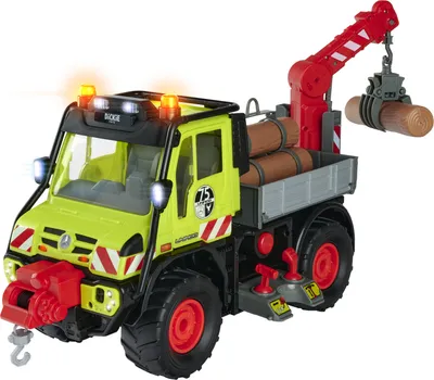 Produktbild von Dickie Toys Mercedes-Benz Unimog U530 Spielzeug-LKW 50 cm mit Seilwinde, Kran, Sound & Licht, inkl. Baumstämme