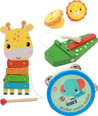 Produktbild von Fisher-Price - Holz-Musikinstrumente 5 Stück Kinderinstrumente Kinderspielzeug