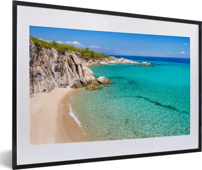 Produktbild von MuchoWow® Gerahmtes Poster Meer - Strand - Sommer 60x40 cm - Poster mit Schwarzem Bilderrahmen Wandposter Rahmen Foto Bilder - Schlafzimmer - Plakat in Rahmen - Drucken