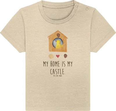 Produktbild von Mr. & Mrs. Panda Babyshirt Vogel Haus 0. - 6. Monat - Natural Raw - Geschenk, Lustige Sprüche, Castle, Baby Baumwollshirt,  Shirt, Vogelhaus, Top, T-Shirt, Wohnung