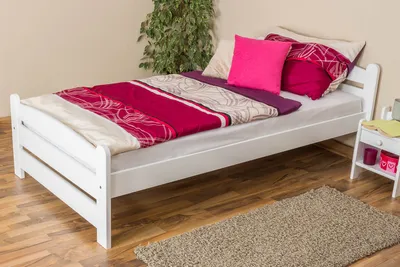 Produktbild von Einzelbett / Gästebett Buche massiv Vollholz weiß 118, inkl. Lattenrost - Abmessung 100 x 200 cm