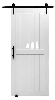 Immagine prodotto di VEVOR Porta scorrevole in stile fienile Sistema di porte scorrevoli (914 x 2134 mm) in pannelli MDF ad alta resistenza, porta fienile con kit hardware e superficie in PVC impermeabile e telaio a H per soggiorno Bagno Bianco