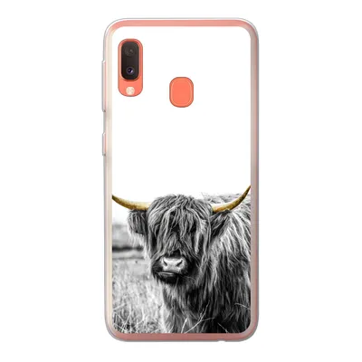 Produktbild von MuchoWow® Handyhülle Schutzhülle Hülle für Samsung Galaxy A20e Schottischer Highlander - Gold - Schwarz - Weiß Silikon Softcase Handy Hülle - Abdeckung