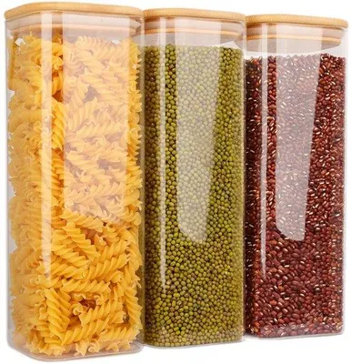 Produktbild von Borosilicatgläserne Vorratsdosen 2100ml Bambusdeckel