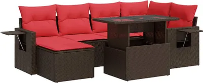 Obrázek produktu pro vidaXL 7dílná zahradní sedací souprava s polštáři hnědá polyratan akácie