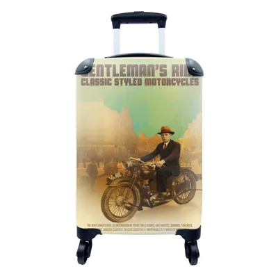 Obrázek produktu pro Kufr Příruční zavazadlo na kolečkách Malý cestovní kufr na 4 kolečkách Mancave - Motorka - Muži - Vintage - Velikost kabiny < 55x40x23 cm a 55x40x20