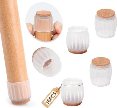 Produktbild von Famanu Schutzkappen für Stuhlbeine mit Filz - rund, transparent, Durchmesser 20-26 mm, 32 Stück