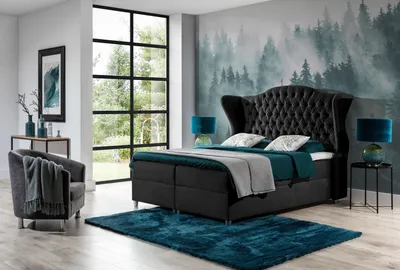 Produktbild von Chesterfield Boxspring Betten Hotel Bett Schlafzimmer Samt Velvet Luxus Möbel