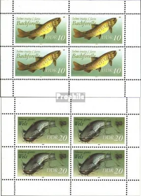 Produktbild von Briefmarken DDR 1987 Mi 3096I-3097I Kleinbogen postfrisch Süßwasserfische